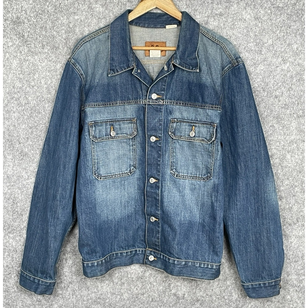 VTG GAP 1969 Faded Blue Denim Trucker Jacket Mens XL Y2K Heritage Rugged Western